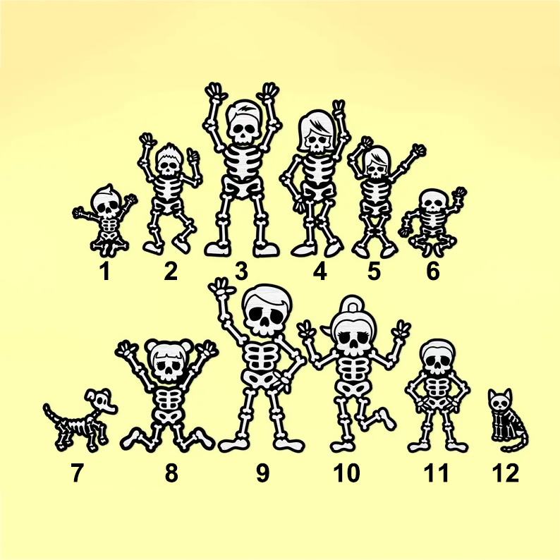 Personalized Halloween Skeleton Family Sign,Custom Name Wood Sign