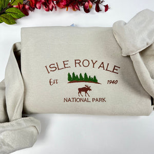 Isle Royale National Park Embroidered Crewneck-Embroidered Crewneck-National Park Sweatshirt 1