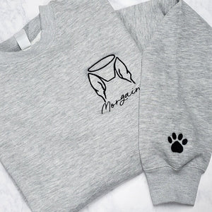 HALO Embroidered Dog Ear Personalized Crewneck Sweatshirt / Crewneck Sweatshirt For Dog Mom's / Gift For Dog Lover