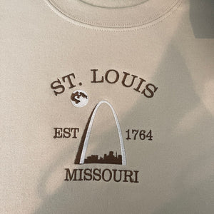Embroidered St. Louis Missouri Sweatshirt, St. Louis Sweatshirt, City Sweatshirt, Embroidered City Trendy Sweatshirts, St Louis Arch