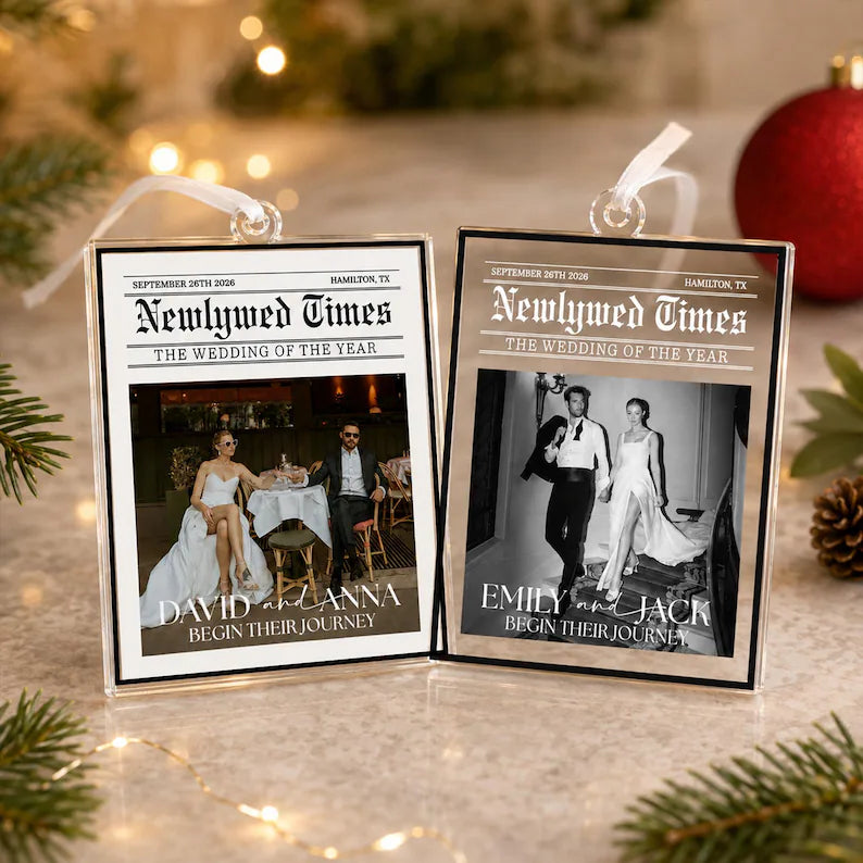 Personalized Wedding Photo Newspaper Ornament: Newlywed Times Ornament, Just Married Ornament, 2026 First Anniversary Gift for Couple 0a02539e-337f-475e-afbf-5fe93bdd45ea-ewtwre-1-.webp