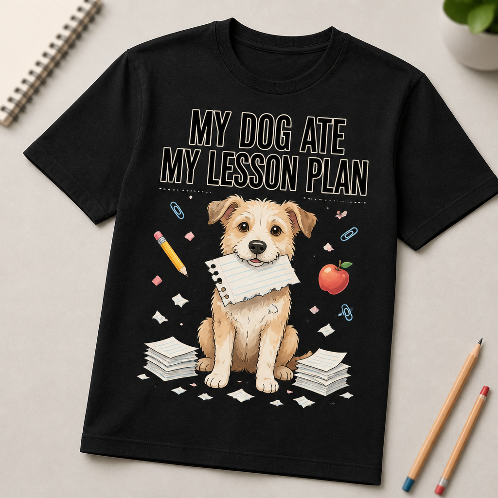 Teacher Humor Chalkboard Dog Tee - My Dog Ate My Lesson Plan - T-shirt 0a04b9a8-69dd-4fec-bef7-8dd1ef2f381f.png