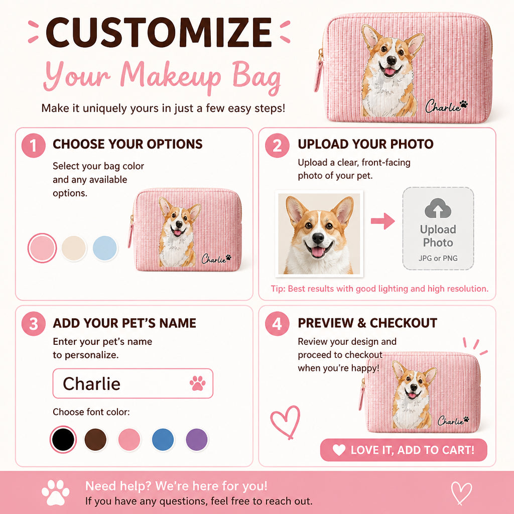 Custom Pet Portrait Makeup Bag – Photo to Illustration with Name - Personalized Bubble Gauze Makeup Bag 0a12b57c-331a-4e21-94da-f0e32d03a3b7.jpg