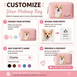 Custom Pet Portrait Makeup Bag – Photo to Illustration with Name - Personalized Bubble Gauze Makeup Bag 0a12b57c-331a-4e21-94da-f0e32d03a3b7.jpg