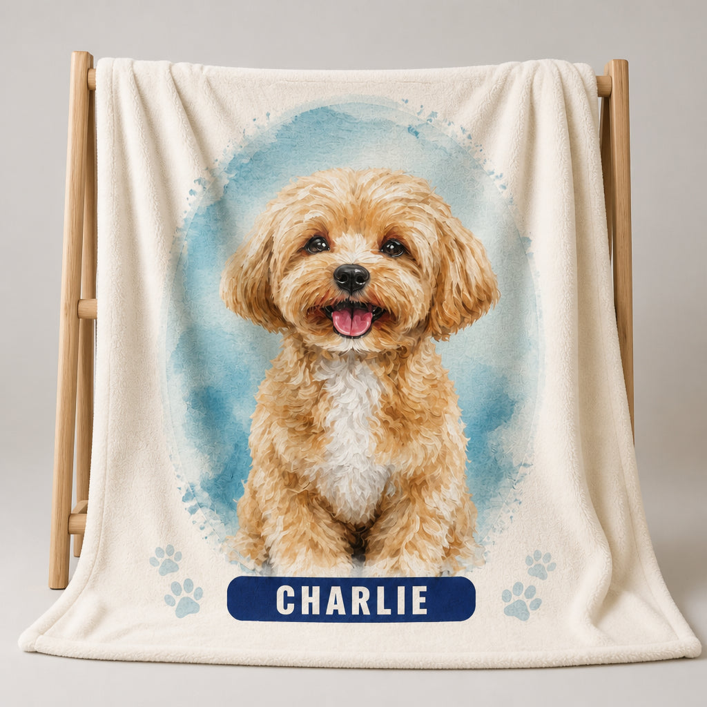 Custom Watercolor Pet Portrait Blanket — Name + Photo - Personalized Blanket 0a206e94-c360-4645-b272-3d26a0c5c2e9.jpg