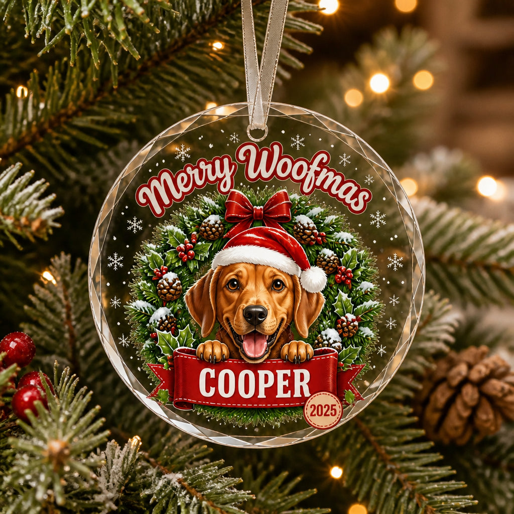 Merry Woofmas Dog Ornament – Custom Quote, Pet Name & Year - Personalized Crystal Ornament 0a2abf8e-4c19-437b-86de-f39110745c1f.jpg
