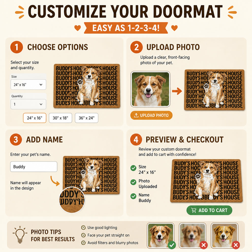 Custom Pet Name House Doormat with Illustrated Portrait - Personalized Doormat 0a372d9a-1873-4024-bdf9-f1e6d0eb35be.jpg