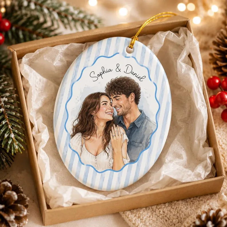 Personalized Watercolor Portrait Ceramic Ornament, Custom Couple Photo Ornament, Engagement Gift, Wedding Keepsake, Anniversary Gift 0a397134-ca1d-4b16-b7ab-9a618a46b164-ggggggggggg-6-.webp