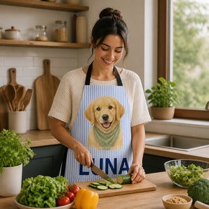 Custom Pet Portrait Apron with Name – Vintage Cameo Gingham - Personalized Apron 0a3deef7-a2ec-40d4-b3bc-b298fefc0e59.jpg