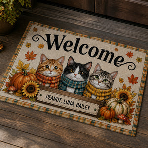 Autumn Cats Welcome Doormat – Personalized Pet Names - Personalized Doormat 0a40f03c-66e5-4ae2-9699-aa8ad1f6a8ea.jpg