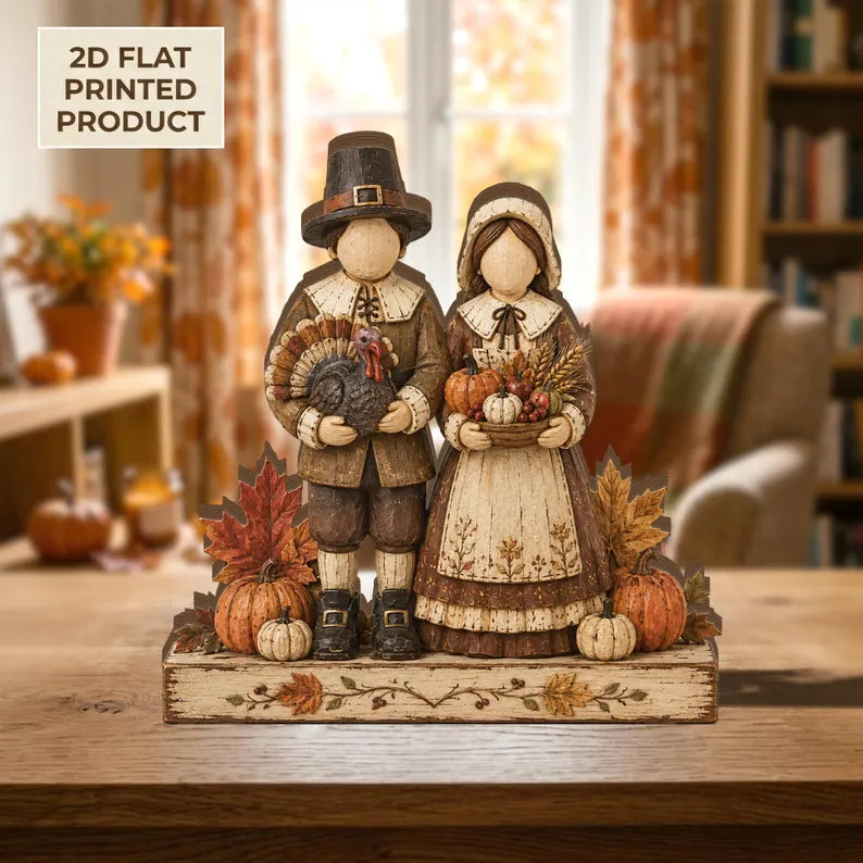 Thanksgiving Pilgrim 2D FLAT Wooden Block, Fall Harvest Couple Decor, Turkey Pumpkin Tabletop Sign, Rustic Autumn Shelf Decoration 0a45d6ea-3346-4844-8ea4-995c7c950b46-hhh-4-.webp