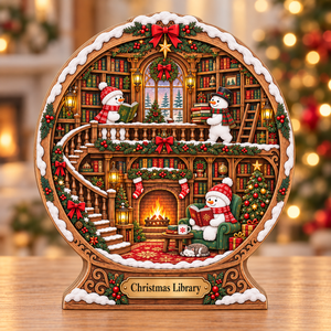 Snowman Library Snow Globe Wooden Block, Cozy Winter Christmas Decor, Book Lover Shelf Sign, Reading Lover Gift, Bookish Christmas Gift 0a4d3279-a609-489d-a226-6e93c9ef6313-Christmas-Library-Snow-Globe.png