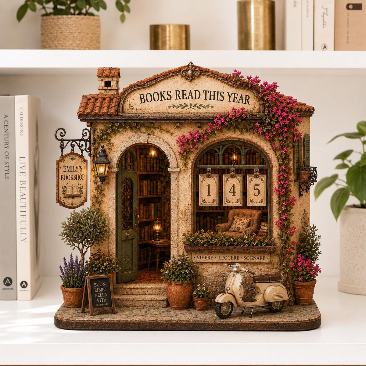 Personalized Italian Book Tracker, Books Read This Year Counter, Floral Bookshop Reading Goal Sign, Wooden Library Decor, Book Lover Gift 0a4e0d7d-859d-446c-a18b-fe4c891733ab-4.jpg