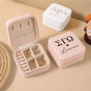 Personalized Sorority Gift, Custom Name Jewelry Box, Leather Travel Jewelry Case, Big Little Reveal Gift, Sorority Sister Gift 0a58a286-114a-448c-a7d7-cc1c72063d65-5.jpg
