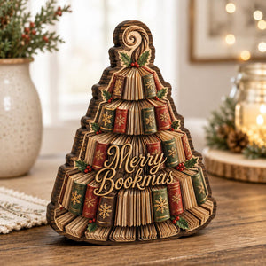 Wooden Book Christmas Tree Block, Merry Bookmas Holiday Decor, Book Lover Christmas Gift, Festive Library Shelf Tabletop Sign 0a66afd5-7a0b-4125-a529-035a0cb80ec9-2.jpg