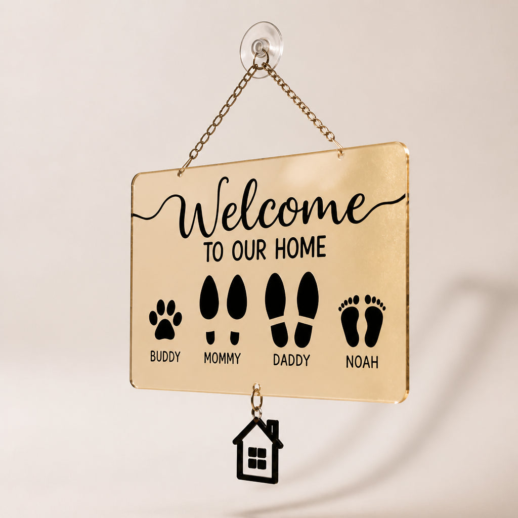 Welcome To Our Home Family Footprints Doormat – Personalized Names - Personalized 1 Layered Suncatcher with Charm 0a674313-96a3-4373-b89b-b8f51003ac83.jpg