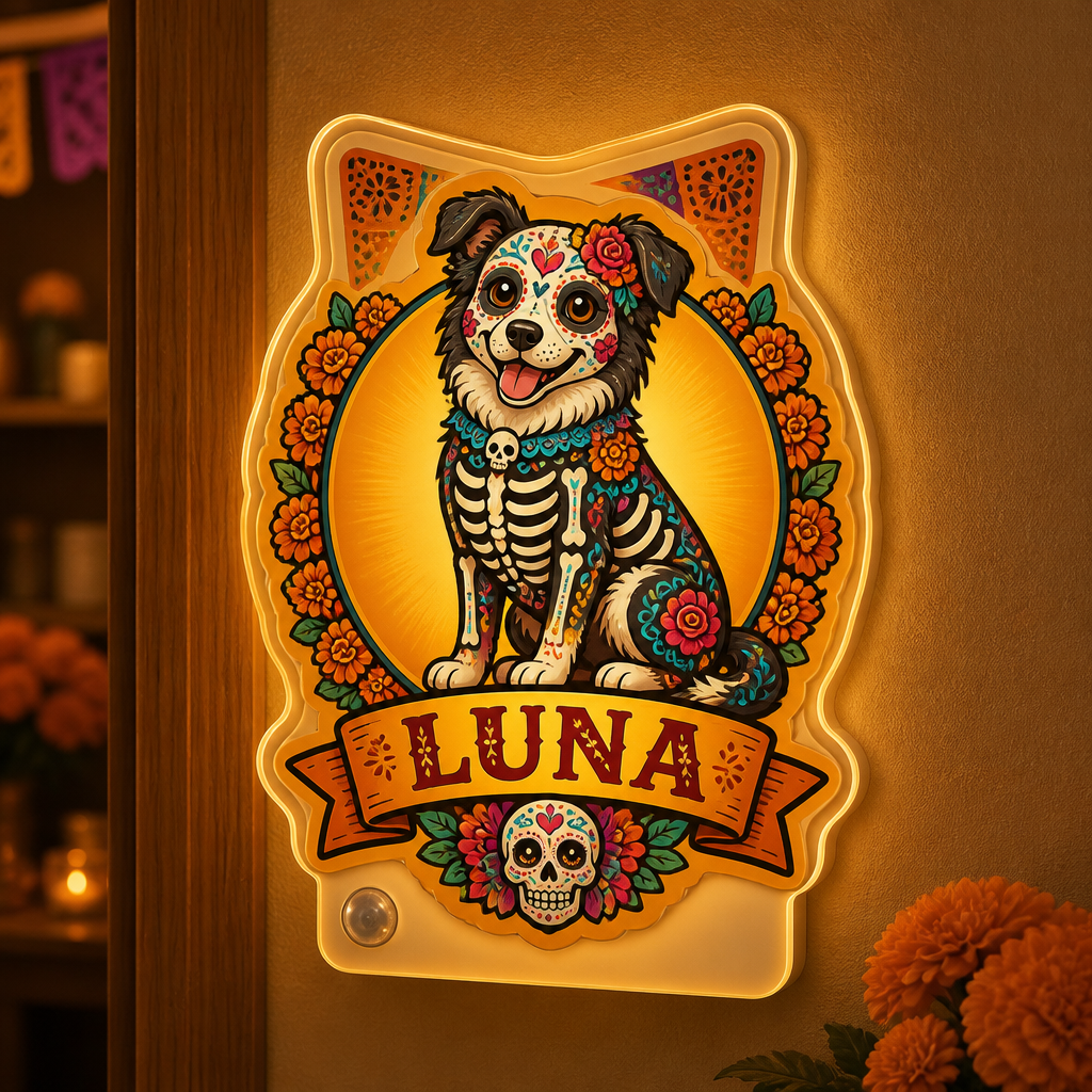 Custom Día de los Muertos Pet Night Light – Photo-to-Sugar-Skull Portrait with Name - Personalized Acrylic Night Light 0a97eb73-89a1-490c-9364-3068cb9b87a6.png