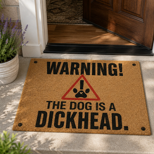 Warning The Dog Is A Dickhead Doormat – Caution Triangle Edition - Doormat 0aa05801-3a12-40b5-aea8-d5ae252c77b2.png