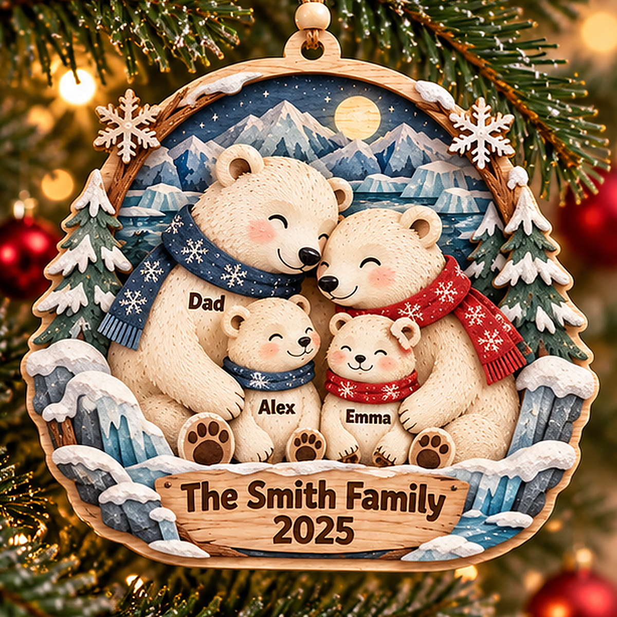 Personalized Polar Bear Family Layered Wood Christmas Ornament, Custom Family Name Ornament, Arctic Animal Family Keepsake, Christmas Gift 2026 0aa7376c-ac21-4576-92be-780d3dddbb59-polar_bear_family_4_members_mockup.png