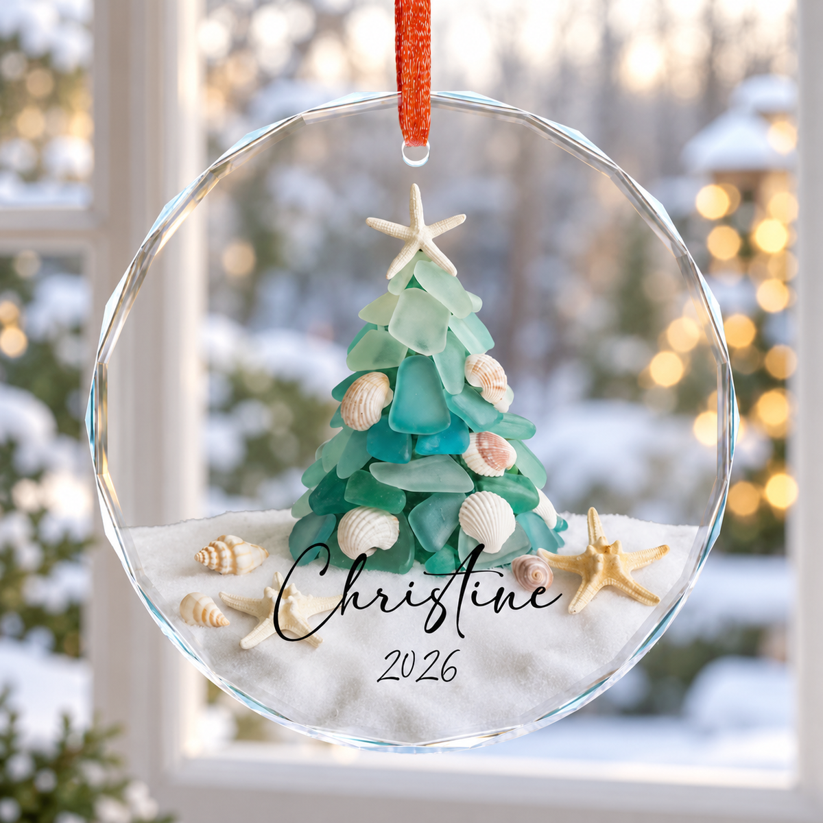 Personalized Sea Glass Christmas Tree Ornament, Beach Christmas, Ocean Lover Gift, Coastal Ornament, Christmas Tree 2D With Shells, Starfish 0aa97034-ce66-4b60-95e7-b22e8ec83df6-banner-1.png