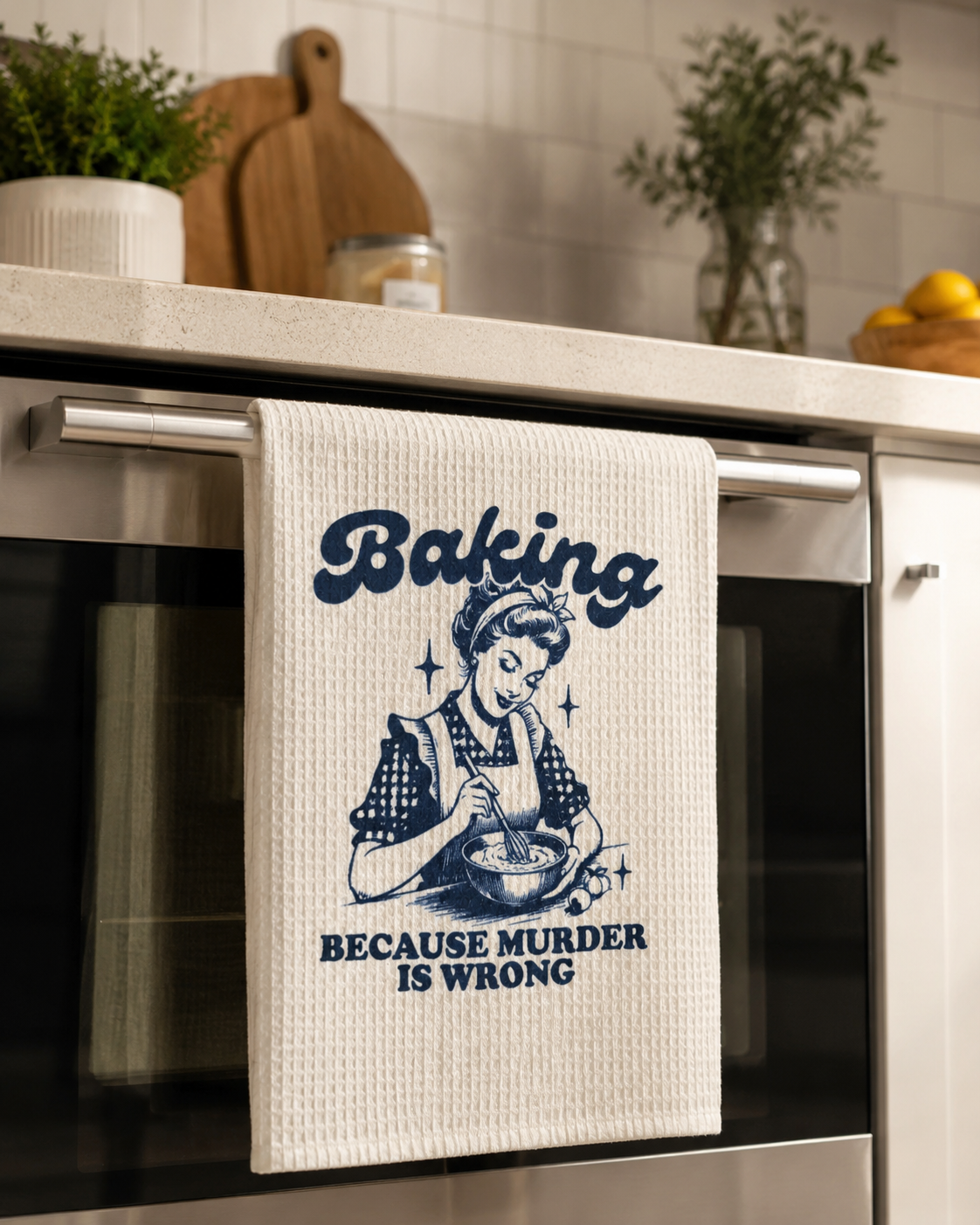 Baking Because Murder is Wrong Funny Retro Kitchen Towel | Vintage Cat Gift For Mom Dish Towels | Housewarming Shower 0ab93db5-03af-41d0-a55a-7d44ab8ed722-a77e08c8-417c-4f46-ac7c-c204f2b59a14.png