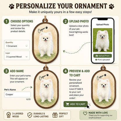 Custom Watercolor Pet Portrait Wood Ornament – Name & Paw - Personalized 3-Layered Wood Ornament 0abe961e-6ecc-44ac-9df5-acf9e5ef38ad.jpg