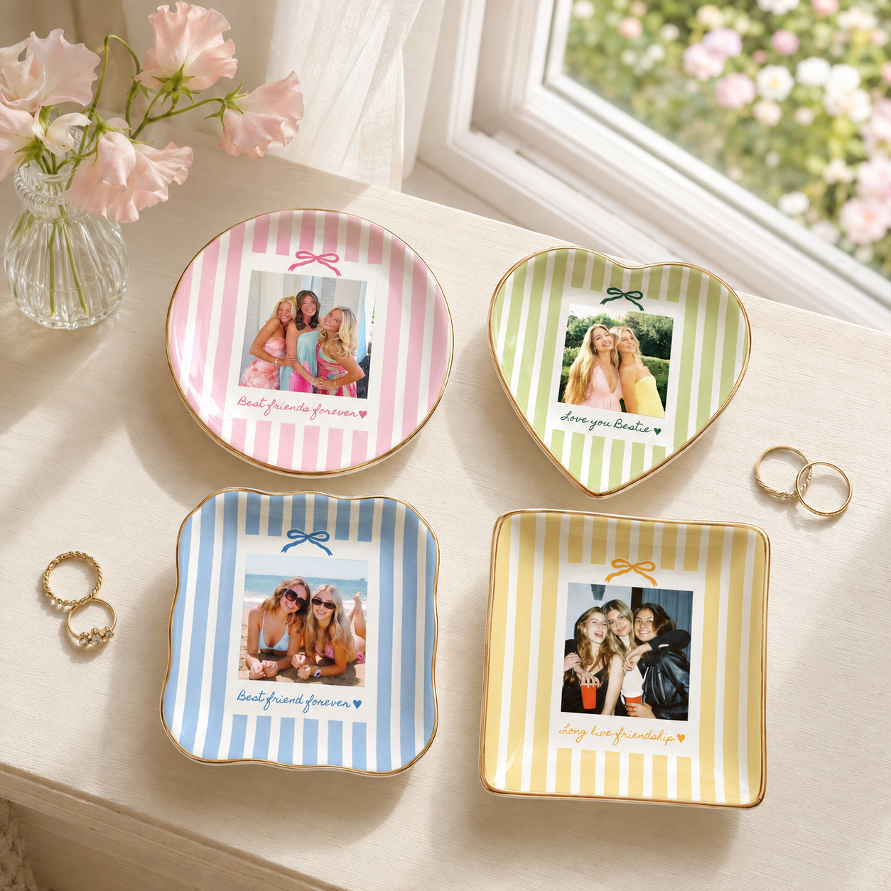 Personalized Bestie Photo Jewelry Dish, Ceramic Trinket Tray for Best Friend, Bestie Striped Ring Dish, Birthday Gifts For Bestie 0aed9885-7023-4fd2-b74b-9a357a75b08f-banner-1.png