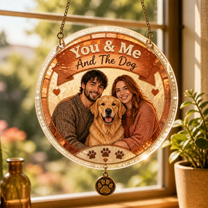 You & Me And The Dog – Custom Couple & Pet Portrait Campfire Mug - Personalized 1 Layered Suncatcher with Charm 0b0257f3-6e6a-488b-a152-52150e126acd.jpg
