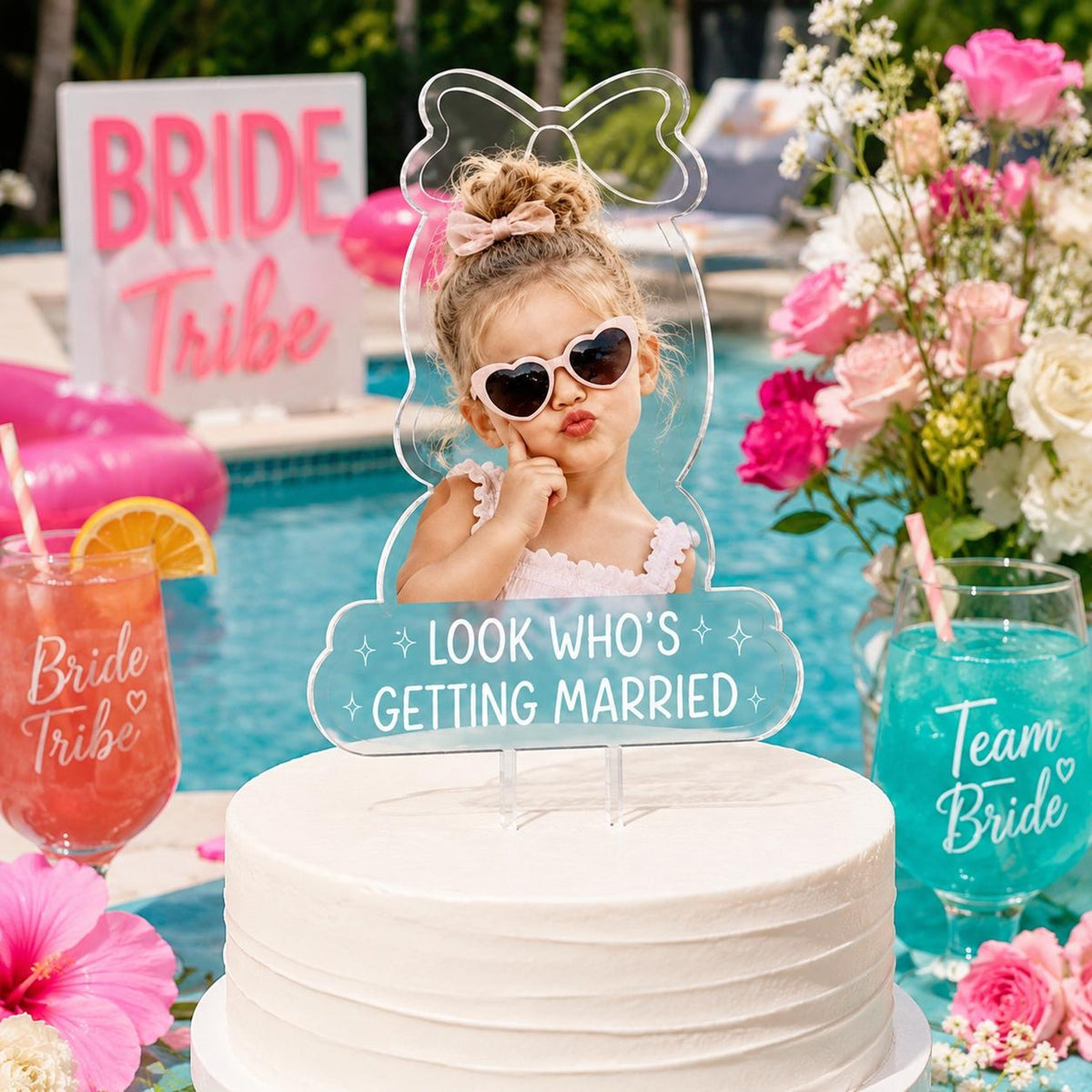 Personalized Bachelorette Cake Topper, Custom Photo Look Who's Getting Married Acrylic Cake Decor, Future Mrs Sign, Bridal Shower Party 0b0e6985-cbc6-4cd0-8687-839e0d5448ae-2.jpg