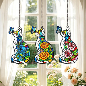 Cute Cat & Birth Month Flower Acrylic Suncatcher, Stained Glass Style Window Hanging, Boho Window Decor,Light Catching Gift for Cat Lovers 0b31f769-6026-479c-98c4-9449693eaec4-4.jpg