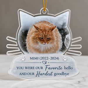 Cat Memorial Photo Ornament – Favorite Hello, Hardest Goodbye - Personalized Transparent Acrylic Ornament 0b38012f-266a-4f45-bd1e-5e13f580a3da.jpg