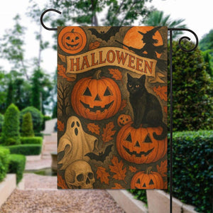 Halloween Garden Flag, Fall Season Outdoor Decor, Spooky Floral Yard Flag, Neutral Autumn Porch Decoration, Black Cat Pumpkin Garden Flag 0b398c5d-3d3f-4756-88c5-03f3119bd0a8-2.jpg
