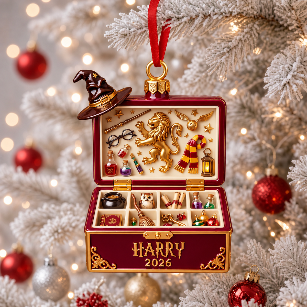 Whimsical School Trunket 3d Relief Ornament - Personalized Gifts For Christmas Ornament 0b3ae9f9-e0b7-4404-9947-3d3b99242f8f-Suitcase-Ornament-Lights-Removed.png