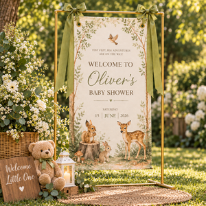 Woodland Baby Shower Fabric Welcome Sign, Personalized Forest Animal Banner, Cotton Linen Backdrop, Custom Name Sign 0b4e1121-c122-4ab1-973f-f290ea0ed539-98e83523-29fc-4bbb-b867-be80f16ccea4.png