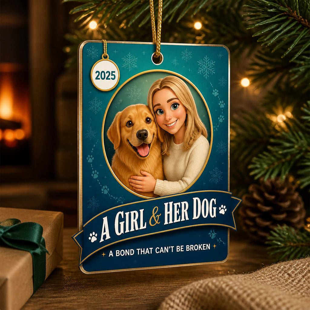 A Girl & Her Dog – Cartoon Photo Aluminum Ornament - Personalized Aluminum Ornament 0b5beba2-1461-433a-80ce-15fdce27db3b.jpg