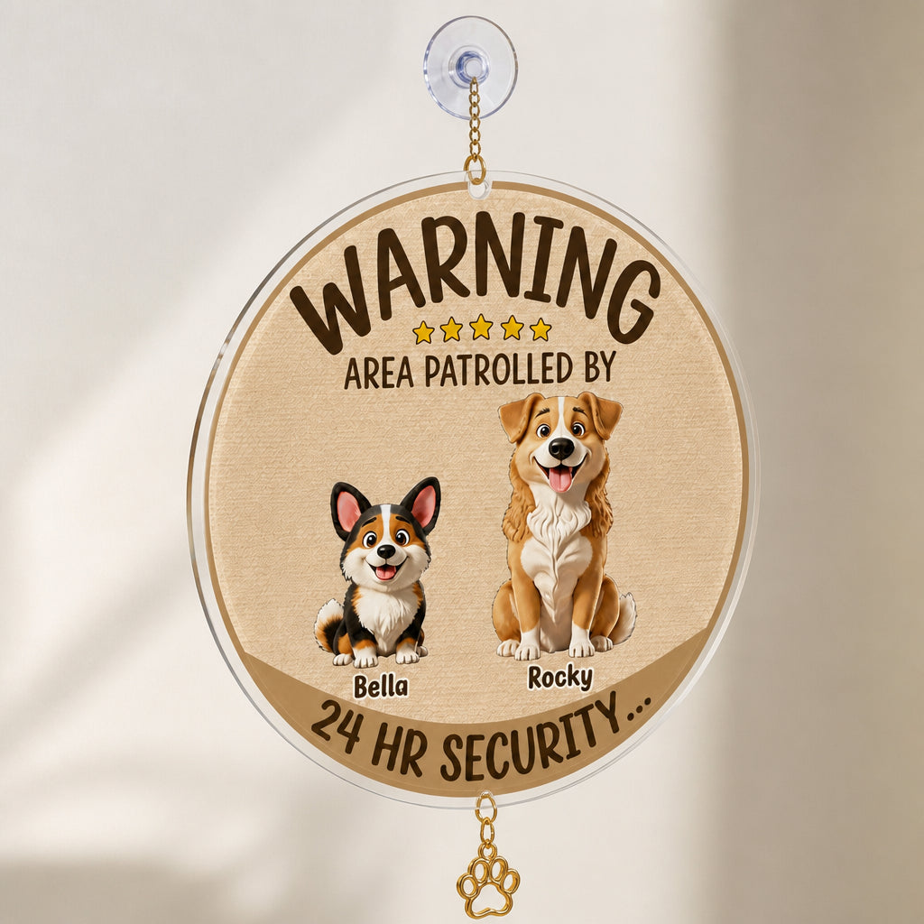Warning: Area Patrolled By Your Dogs – 24 HR Security Personalized Cartoon Pet Garden Flag - Personalized 1 Layered Suncatcher with Charm 0be67579-975a-4ef5-bb99-827302e51c76.jpg