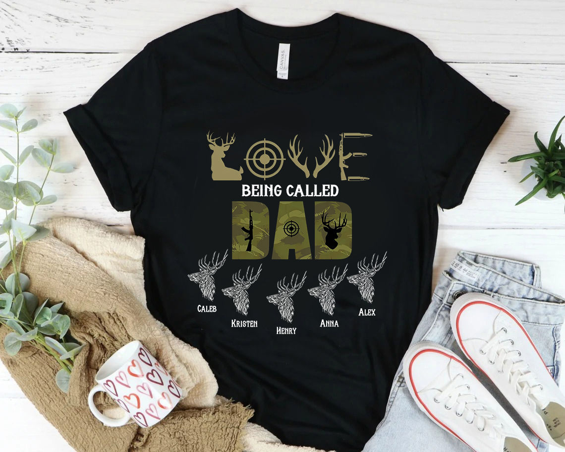 Father's Day 2024 - Personalized Hunting Dad Shirt, Custom Shirt, Best Dad Ever Shirt, Funny Daddy Grandpa Papa Shirt Gift Personalized Shirt