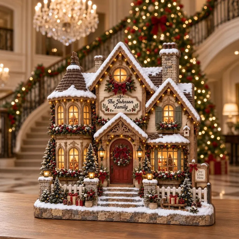 Personalized Christmas House Decor, Custom Family Name Wooden House, Christmas Village Keepsake, New Home Gift, Holiday Tabletop Decor 0c378310-3be6-4ffe-8bb5-8dfcca5ca960-hj-7-.webp