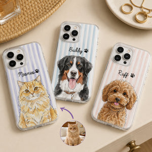 Custom Pet Portrait Watercolor Art Striped Pattern Gift For Pet Lovers - Personalized Phone Case 0c38d107-0b4c-4214-a23f-1afd18c15a37-banner-1.jpg