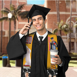 Personalised Multicolor Photo Graduation Stole with Text Class of 2025 Graduation Gift for Unisex Graduates