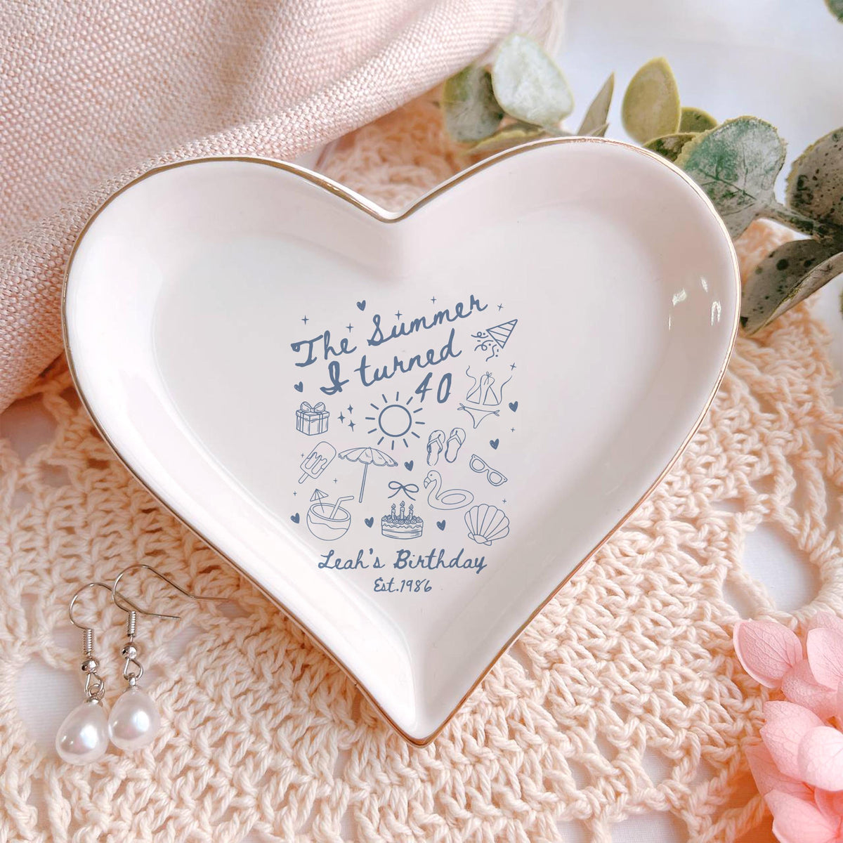 Personalized 40th Birthday Ring Dish, Summer Theme Jewelry Tray 0c51b041-95b2-4e35-abae-536ce6fdf0bd-3.jpg