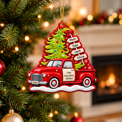 Christmas Tree Red Truck - Personalized 3D Embossed Ornament - Personalized Real 3D Ornament 0c9f5d4f-83fe-4833-b472-6b68849a7595-1.png