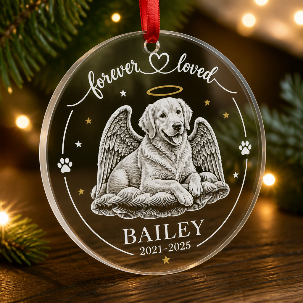Forever Loved Pet Memorial Transparent Acrylic Ornament — Custom Photo, Name & Years - Personalized Transparent Acrylic Ornament 0cabd373-fbf3-47ad-98cf-c171e2ee586c.jpg