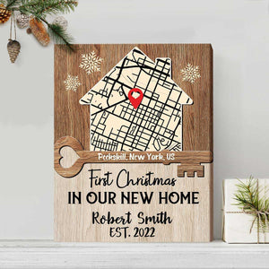 First Christmas In New Home Custom Map Print, 1st Christmas Our New Home Gift, Personalized New House Gifts, Housewarming Gift for Couple