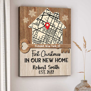 First Christmas In New Home Custom Map Print, 1st Christmas Our New Home Gift, Personalized New House Gifts, Housewarming Gift for Couple