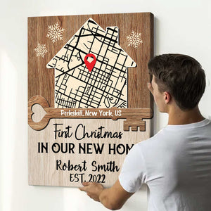 First Christmas In New Home Custom Map Print, 1st Christmas Our New Home Gift, Personalized New House Gifts, Housewarming Gift for Couple