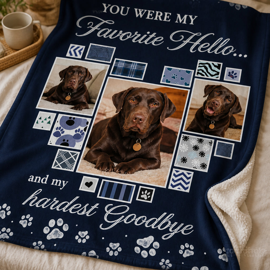 Pet Memorial Photo Blanket - "Favorite Hello, Hardest Goodbye" (3 Photos) - Personalized Blanket 0cc0fa59-5b2c-468a-8153-99a6280f1851.jpg
