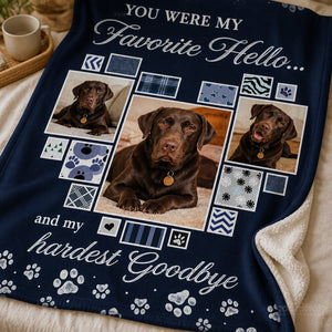 Pet Memorial Photo Blanket - "Favorite Hello, Hardest Goodbye" (3 Photos) - Personalized Blanket 0cc0fa59-5b2c-468a-8153-99a6280f1851.jpg