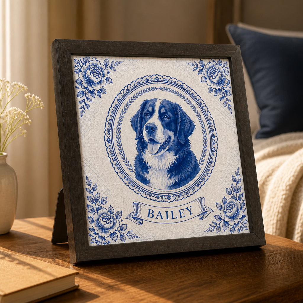Chinoiserie Blue Custom Pet Portrait Wooden Frame - Personalized Wooden Frame 0cc60439-8d94-48bd-b7cb-2f960499fb2e.jpg
