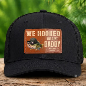 We Hooked The Best Dad Grandpa - Personalized Leather Label Net Hat